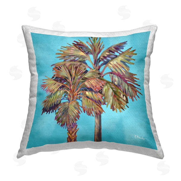 Stupell Industries Paul Brent | Bondi Palms On Blue Printed Throw Pillow
