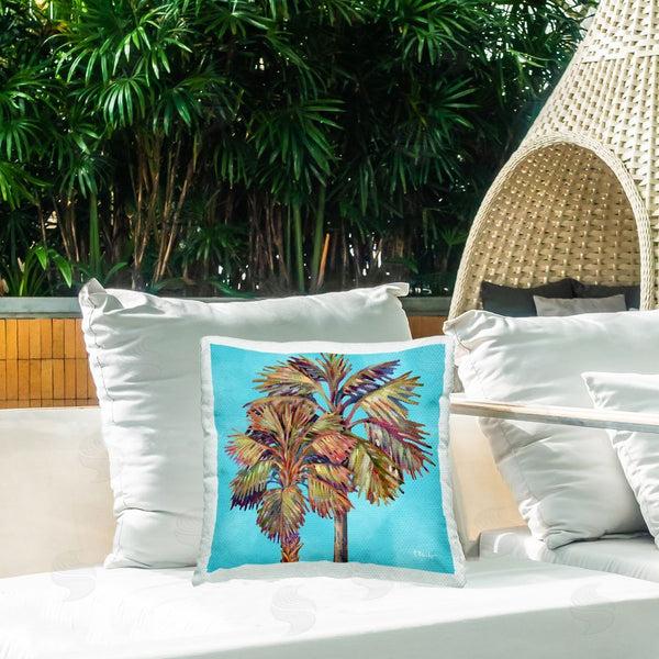 Stupell Industries Paul Brent | Bondi Palms On Blue Printed Throw Pillow