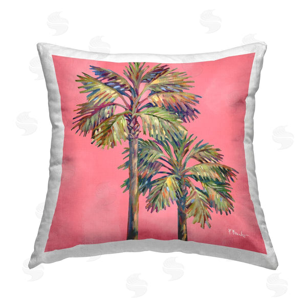 stupell industries Paul Brent | Bondi Palms on Pink Printed Throw Pillow