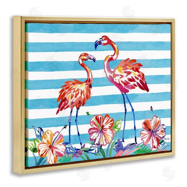 Stupell Industries Paul Brent | Brushed Flamingos & Hibiscus