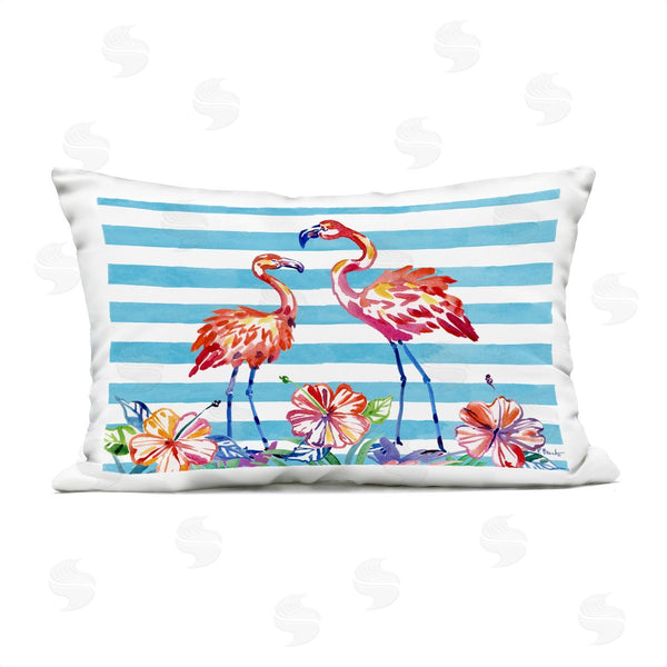 Stupell Industries Paul Brent | Brushed Flamingos & Hibiscus Printed Throw Pillow