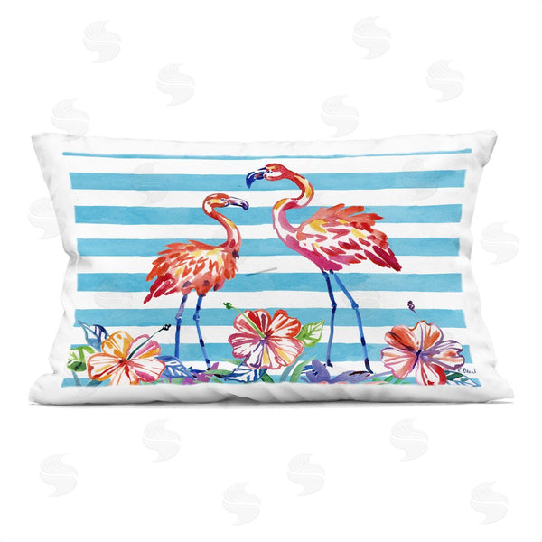 stupell industries Paul Brent | Brushed Flamingos & Hibiscus Printed Throw Pillow
