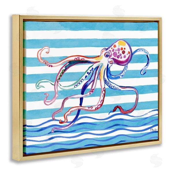 Stupell Industries Paul Brent | Brushed Octopus On Stripes