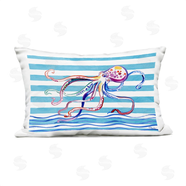 Stupell Industries Paul Brent | Brushed Octopus On Stripes Printed Throw Pillow