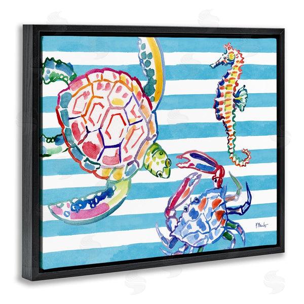 Stupell Industries Paul Brent | Brushed Sea Life On Stripes