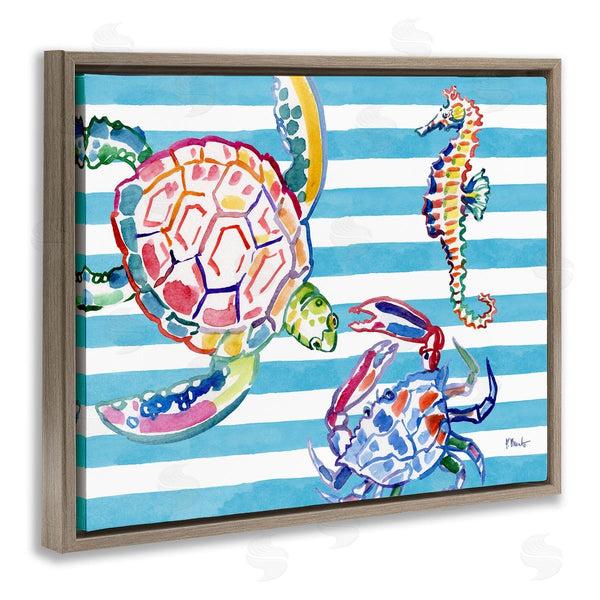 Stupell Industries Paul Brent | Brushed Sea Life On Stripes