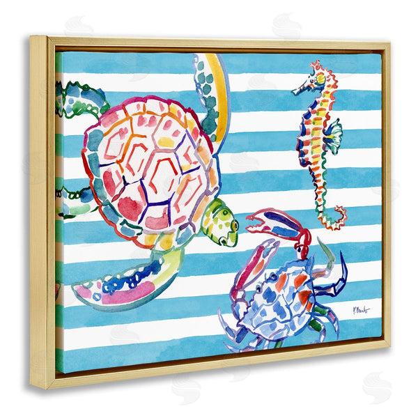 Stupell Industries Paul Brent | Brushed Sea Life On Stripes