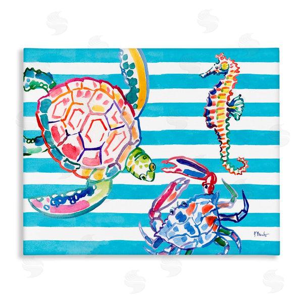 stupell industries Paul Brent | Brushed Sea Life on Stripes