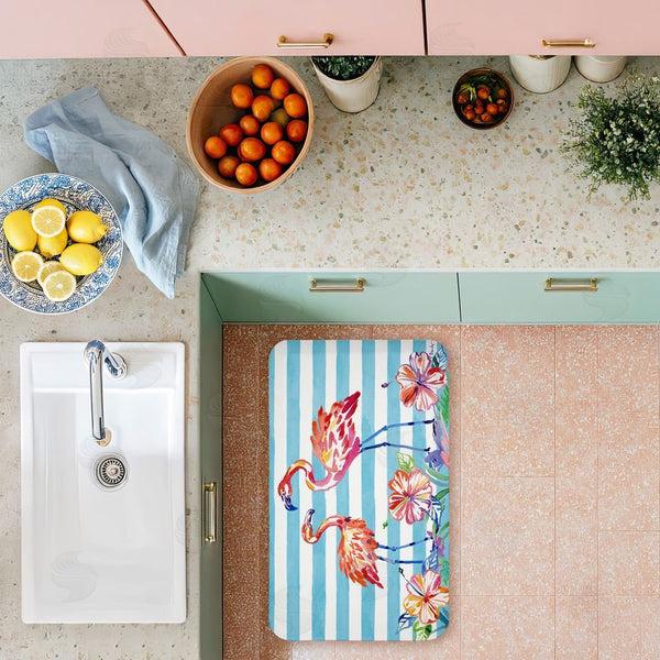 Stupell Industries Paul Brent | Brushstroke Flamingo Stripes Anti-Fatigue Mat