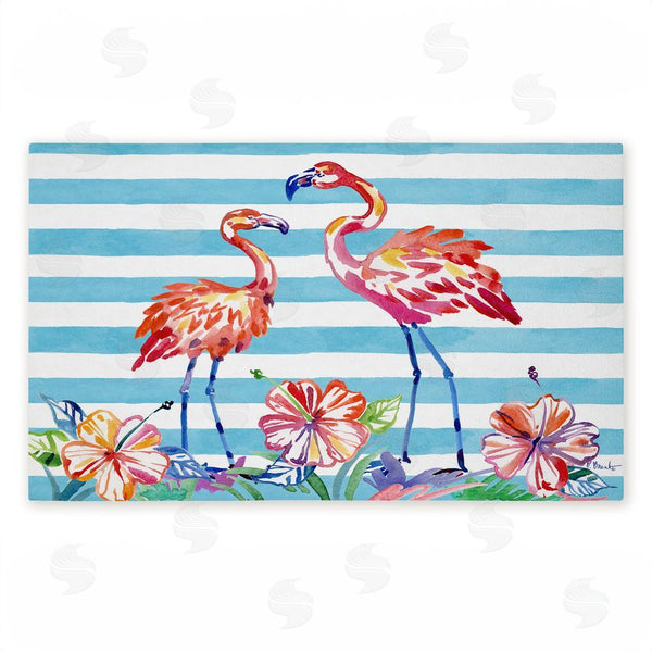 stupell industries Paul Brent | Brushstroke Flamingo Stripes Non-Woven Door Mat