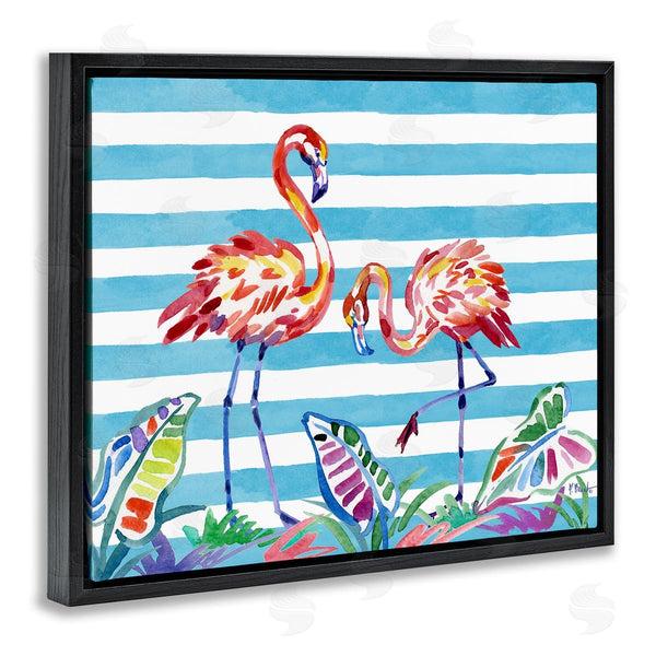 Stupell Industries Paul Brent | Brushstroke Flamingos On Stripes