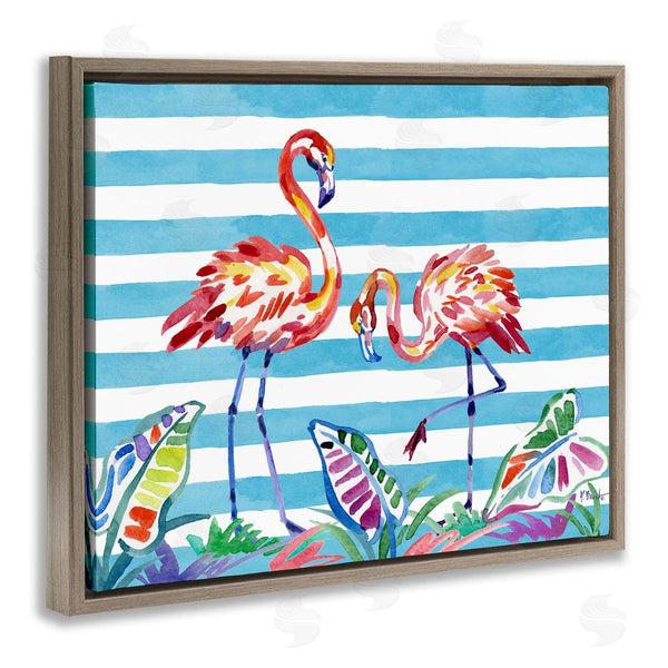 Stupell Industries Paul Brent | Brushstroke Flamingos On Stripes