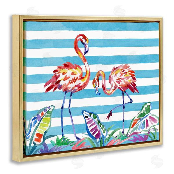 Stupell Industries Paul Brent | Brushstroke Flamingos On Stripes