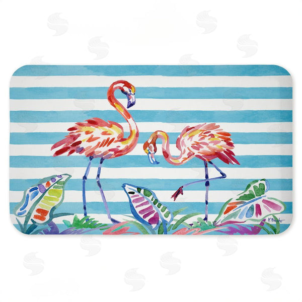 stupell industries Paul Brent | Brushstroke Flamingos on Stripes Anti-Fatigue Mat