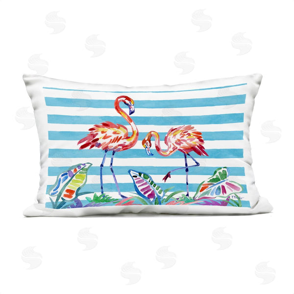 Stupell Industries Paul Brent | Brushstroke Flamingos On Stripes Printed Throw Pillow
