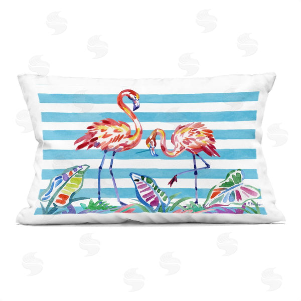 stupell industries Paul Brent | Brushstroke Flamingos on Stripes Printed Throw Pillow