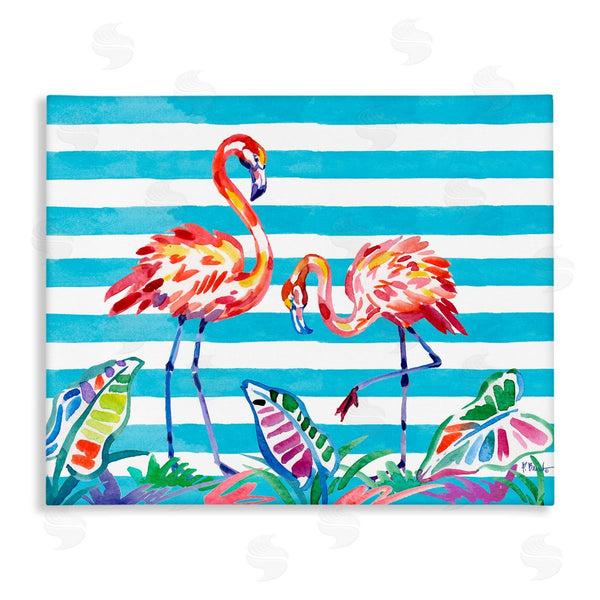 stupell industries Paul Brent | Brushstroke Flamingos on Stripes