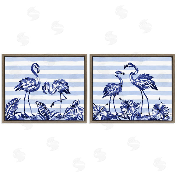 Stupell Industries Paul Brent | Brushstroke Flamingos & Stripes