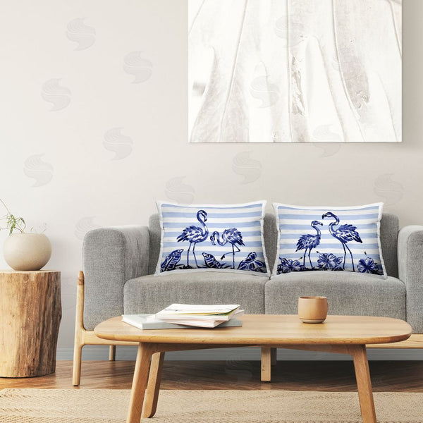 Stupell Industries Paul Brent | Brushstroke Flamingos & Stripes Printed Throw Pillow Set