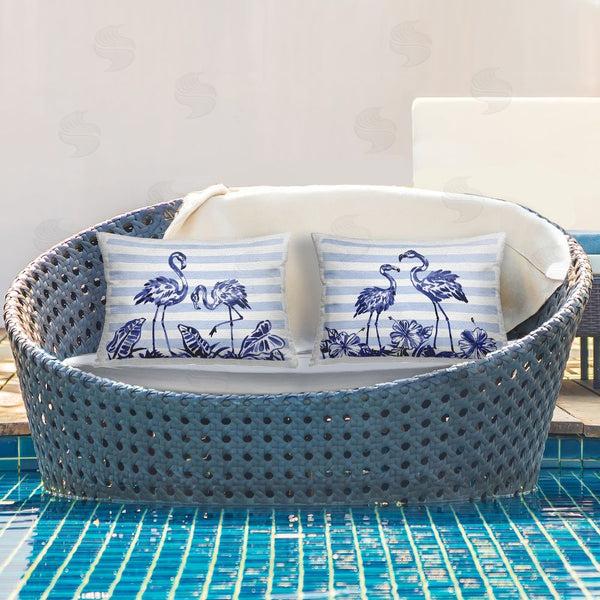 Stupell Industries Paul Brent | Brushstroke Flamingos & Stripes Printed Throw Pillow Set