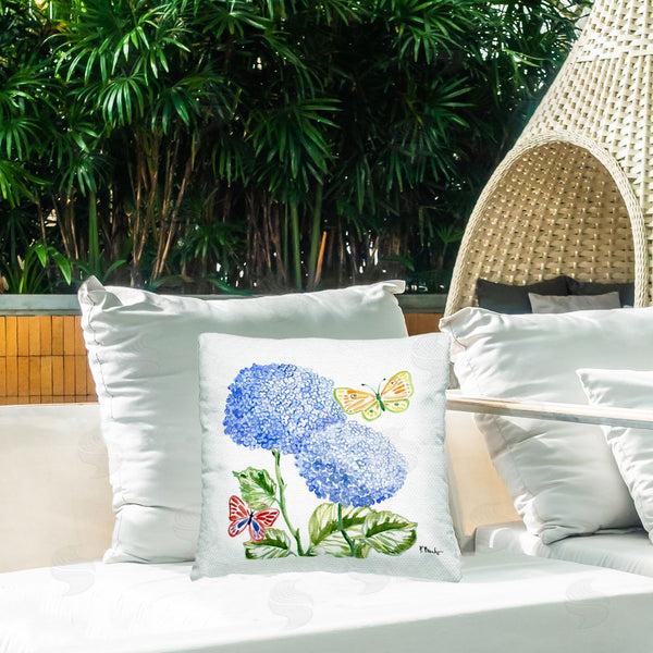 Stupell Industries Paul Brent | Brushstroke Hydrangea & Butterflies Printed Throw Pillow