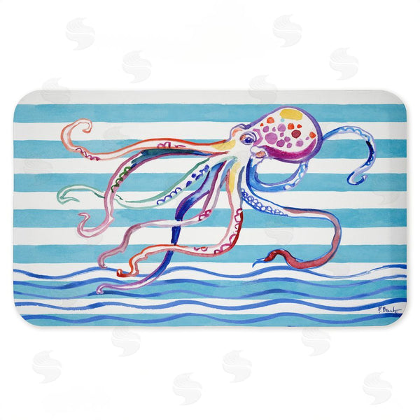 stupell industries Paul Brent | Brushstroke Octopus on Stripes Anti-Fatigue Mat