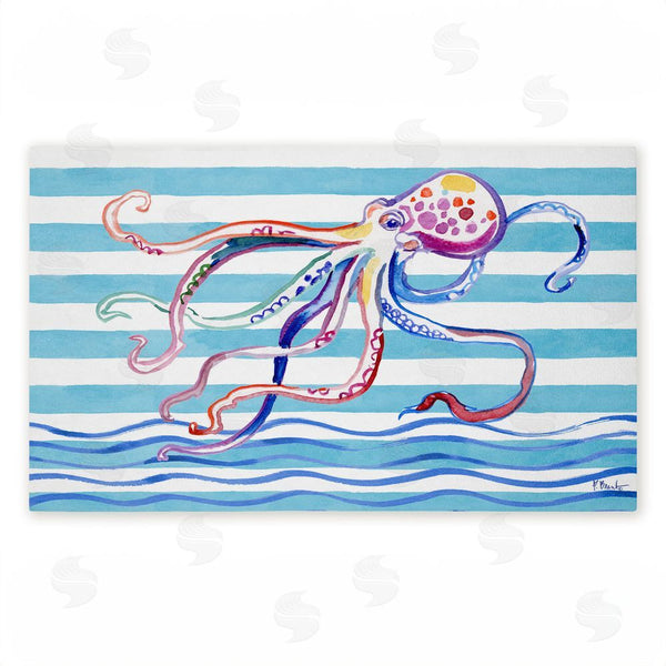 stupell industries Paul Brent | Brushstroke Octopus on Stripes Non-Woven Door Mat