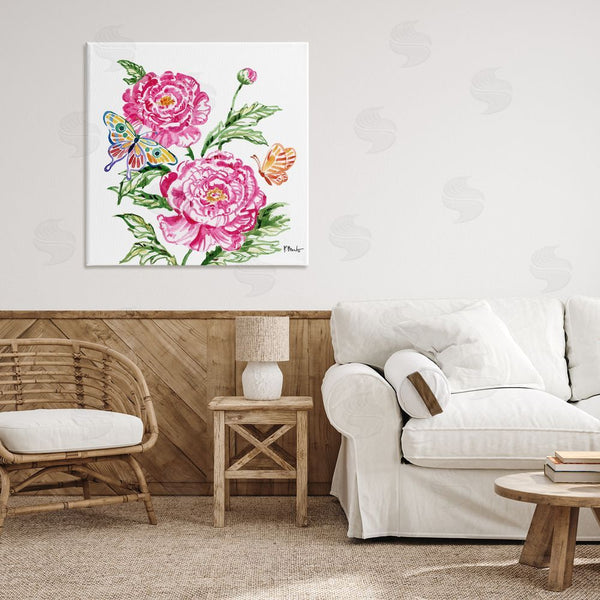 Stupell Industries Paul Brent | Brushstroke Peonies & Butterflies