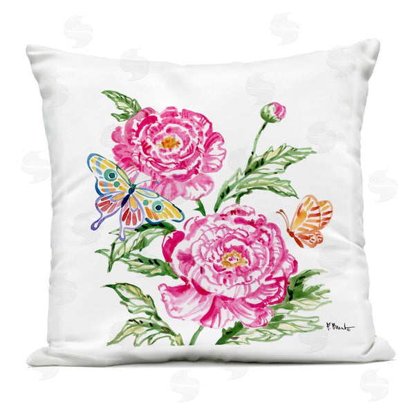 Stupell Industries Paul Brent | Brushstroke Peonies & Butterflies Printed Throw Pillow