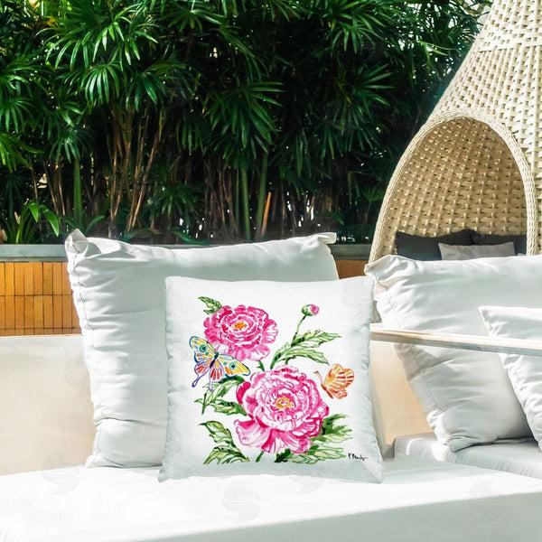 Stupell Industries Paul Brent | Brushstroke Peonies & Butterflies Printed Throw Pillow