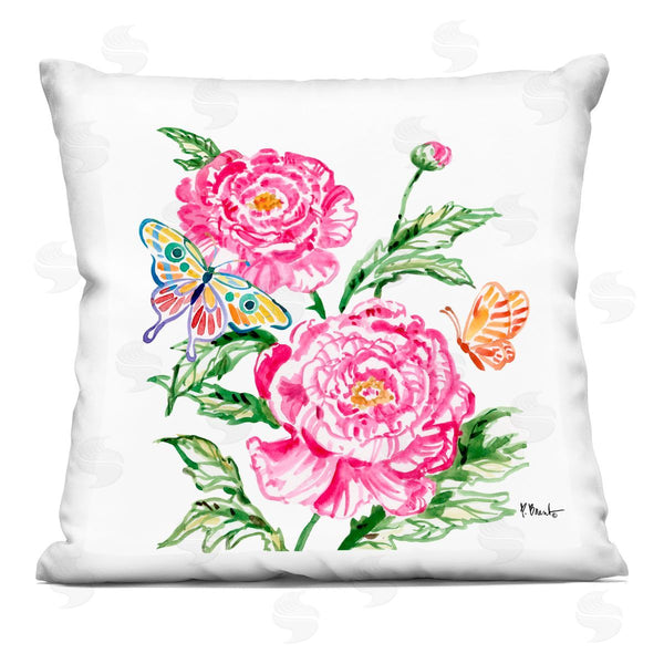 stupell industries Paul Brent | Brushstroke Peonies & Butterflies Printed Throw Pillow