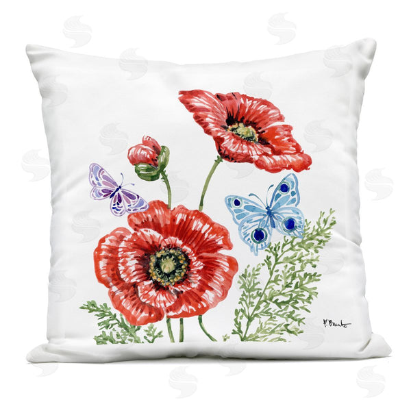 Stupell Industries Paul Brent | Brushstroke Poppies & Butterflies Printed Throw Pillow