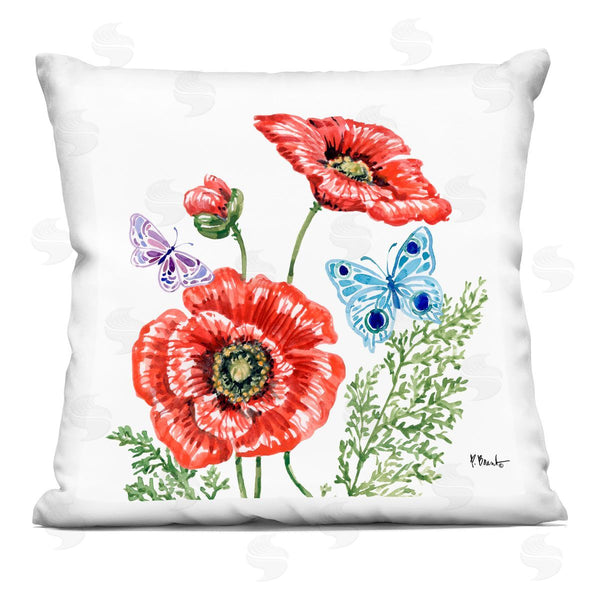 stupell industries Paul Brent | Brushstroke Poppies & Butterflies Printed Throw Pillow