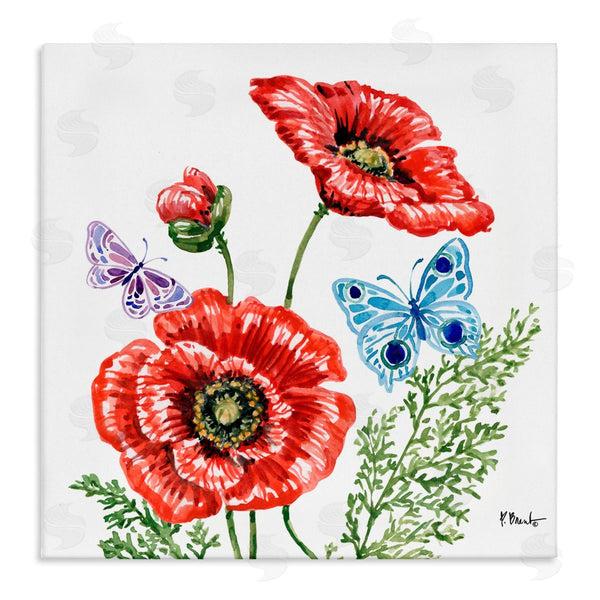 stupell industries Paul Brent | Brushstroke Poppies & Butterflies