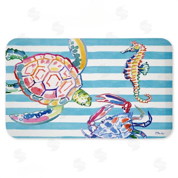 stupell industries Paul Brent | Brushstroke Sea Life on Stripes Anti-Fatigue Mat