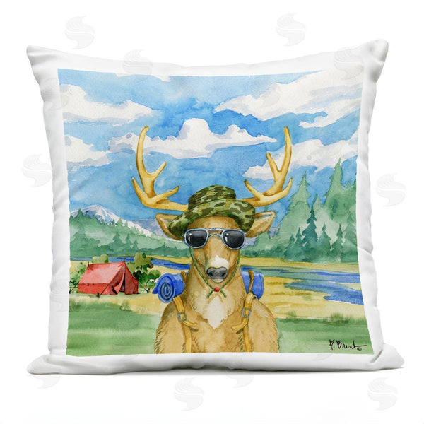 Stupell Industries Paul Brent | Camping Gear Deer Nature Pitched Tent Printed Throw Pillow