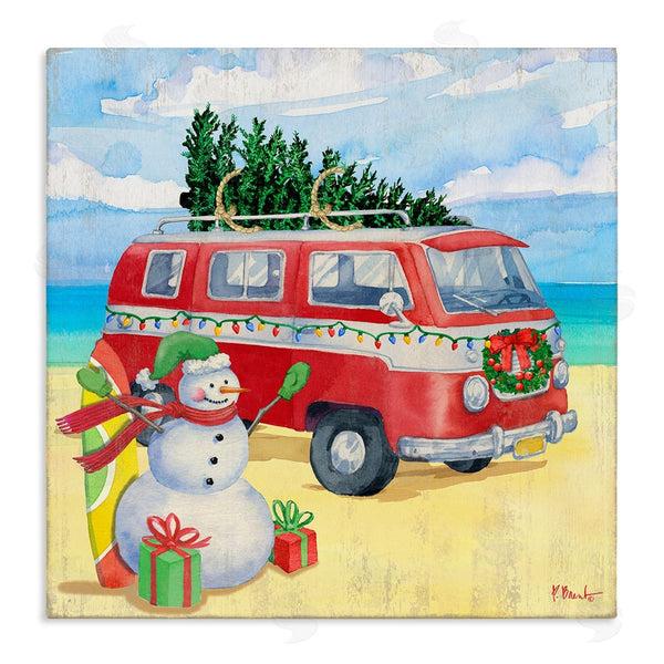stupell industries Paul Brent | Christmas Beach Nautical Van Wall Art