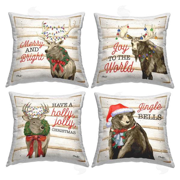 Stupell Industries Paul Brent | Christmas Phrases Woodland Animals Printed Throw Pillow Set