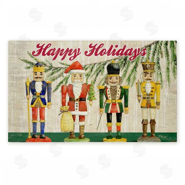 stupell industries Paul Brent | Classic Nutcrackers Happy Holidays Non-Woven Door Mat