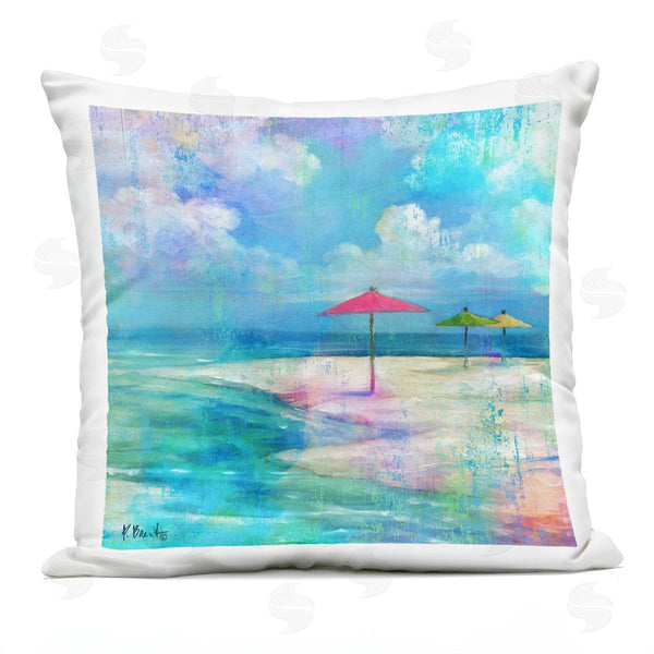 Stupell Industries Paul Brent | Coastal Beach Umbrella Shoreline Scene Printed Throw Pillow