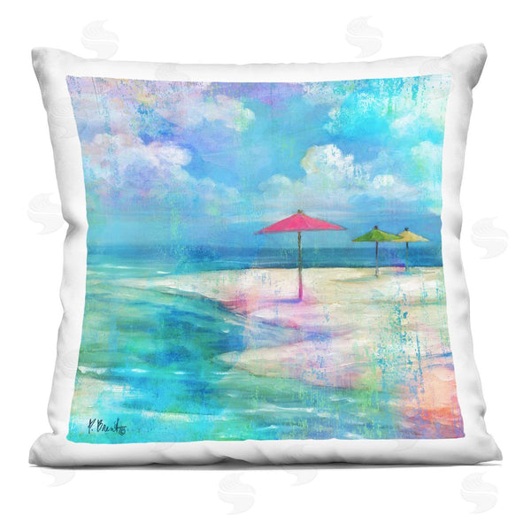 stupell industries Paul Brent | Coastal Beach Umbrella Shoreline Scene Printed Throw Pillow