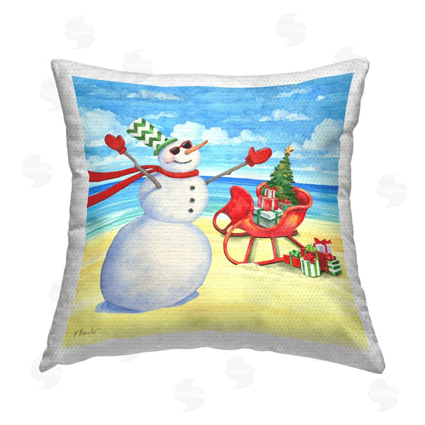 Stupell Industries Paul Brent | Coastal Christmas Snowman Printed Throw Pillow