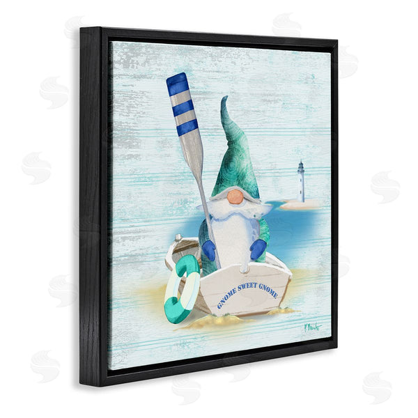 Stupell Industries Paul Brent | Coastal Gnome Blue Row Boat Wall Art