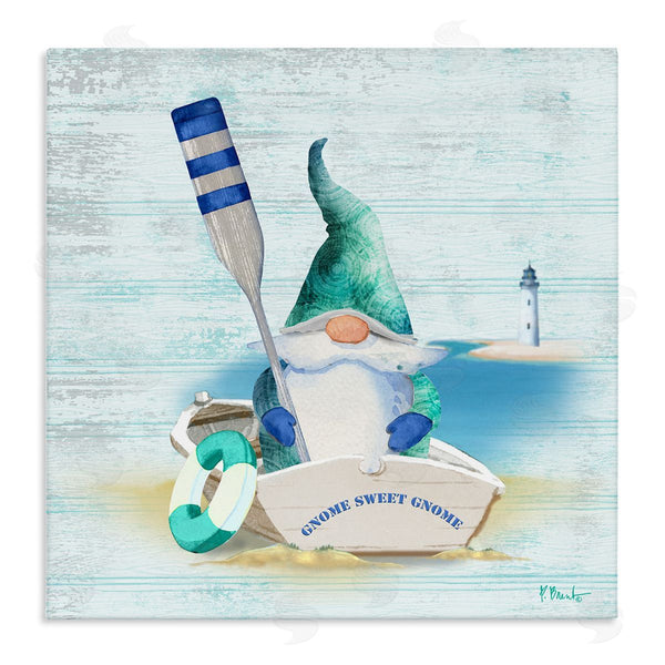 stupell industries Paul Brent | Coastal Gnome Blue Row Boat Wall Art