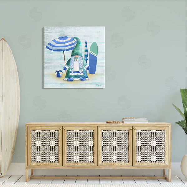 Stupell Industries Paul Brent | Coastal Gnome Braided Summer Surfer Wall Art