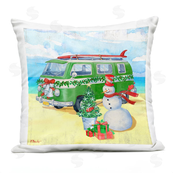 Stupell Industries Paul Brent | Coastal Snowman Christmas Beach Printed Throw Pillow