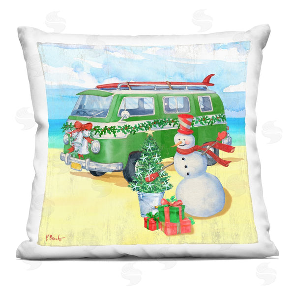 stupell industries Paul Brent | Coastal Snowman Christmas Beach Printed Throw Pillow