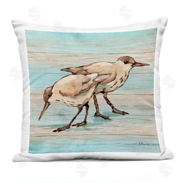 Stupell Industries Paul Brent | Coastal Teak Birds Printed Throw Pillow