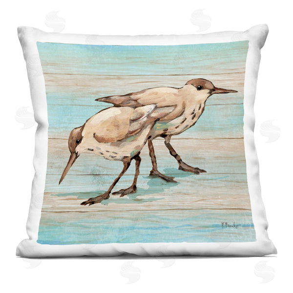 stupell industries Paul Brent | Coastal Teak Birds Printed Throw Pillow