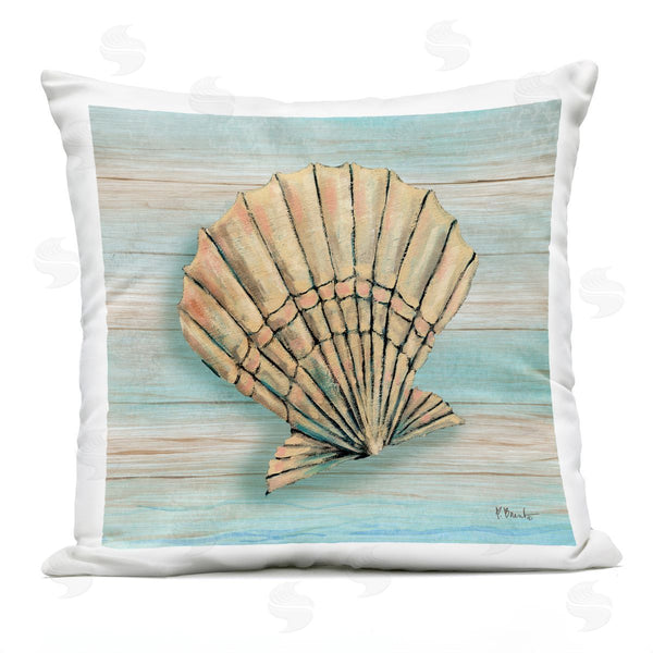 Stupell Industries Paul Brent | Coastal Teak Clam Shell Printed Throw Pillow